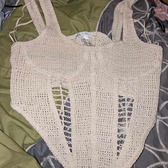 Zara Cream Knit Bodysuit - Picture 1 of 3